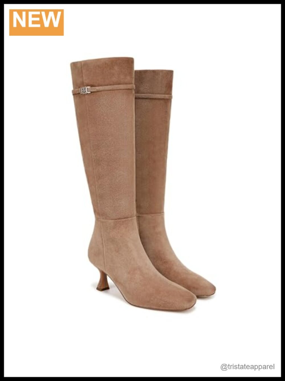 Sam Edelman Lyla Knee High Boots Square Toe Kitten Heel Leather Zip